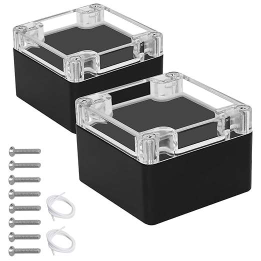 LeMotech Junction Box with Clear Cover IP65 Waterproof Project Box Dustproof ABS Plastic Electrical Project Boxes Universal Enclosure, Black 3.2"x 3.1"x 2.2"(83x81x56mm)(Pack of 2) by LeMotech