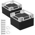 LeMotech Junction Box with Clear Cover IP65 Waterproof Project Box Dustproof ABS Plastic Electrical Project Boxes Universal Enclosure, Black 3.2"x 3.1"x 2.2"(83x81x56mm)(Pack of 2) by LeMotech