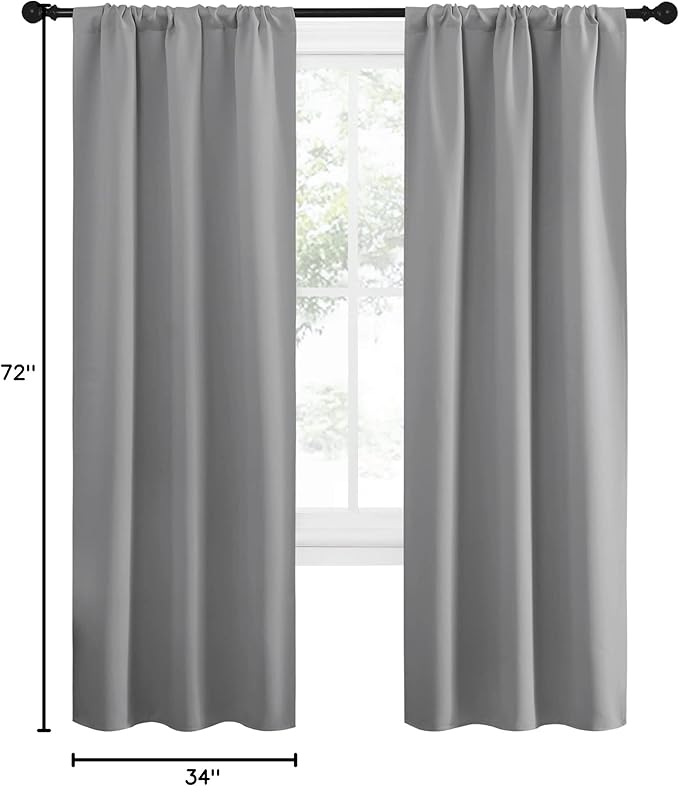 NICETOWN Sidelight Curtains for Front Door - Home Decoration Thermal Insulated Rod Pocket Blackout Blinds & Drapes for Small Windows (Silver Grey, 2 Panels, W34 x L72 -Inch) - Image 10