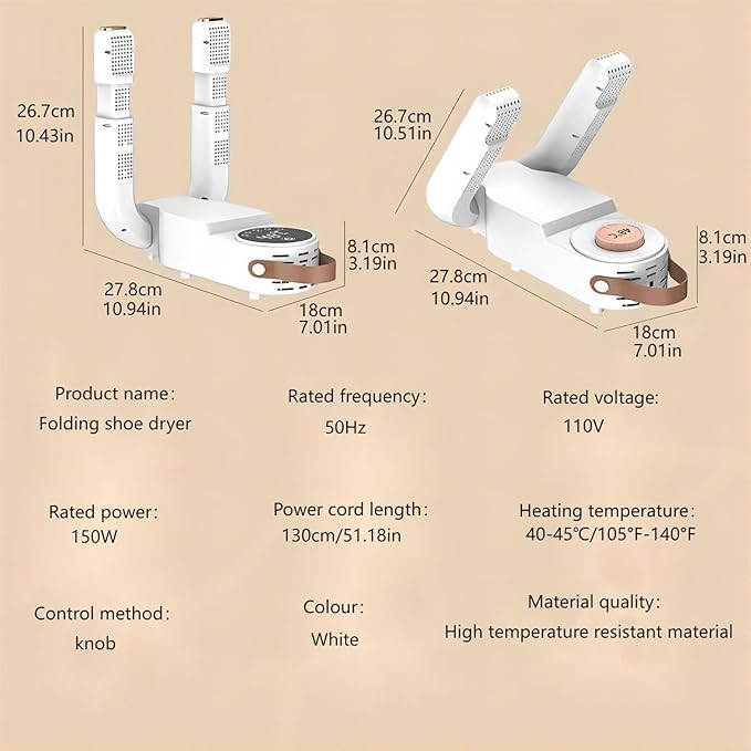 Work Boot Dryer, Boot Warmer,Boot Dryer for Work Boots,Telescopic Shoe Dryer with Smart Timer, Shoe Dryer and Deodorizer, Auto Off Timer, Folding Design and Smart Panel - Image 7