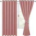 Hiasan Room Darkening Curtains for Bedroom, 70 x 63 Inches - Thermal Insulated & Energy Saving Window Drapes for Living Room/Dorm Room, Set of 2 Panels Sewn with Tiebacks, Dusty Rose by Hiasan