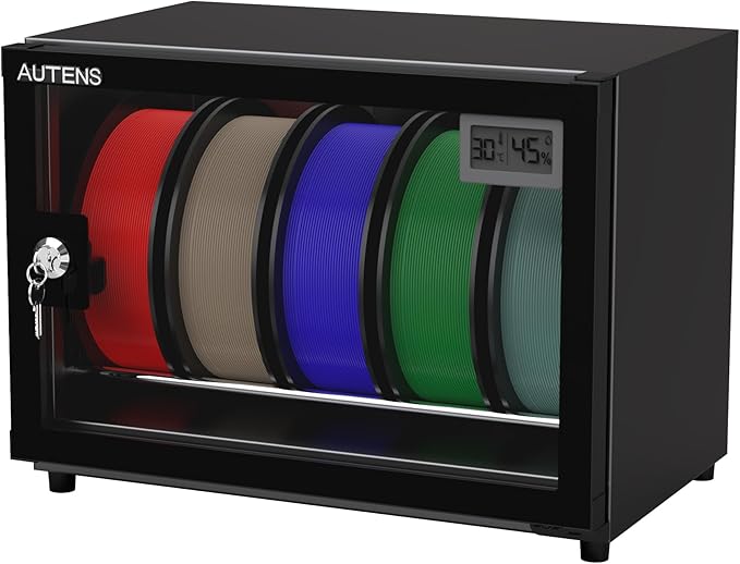 AUTENS 25L 3D Printer Filament Dehumidifier Storage Cabinet Box, Holds 5 Rolls with Humidity Control for Filament Storage, Transparent Glass & Aluminum Alloy, Noiseless & Stackable for PLA/ABS/PETG - Image 6