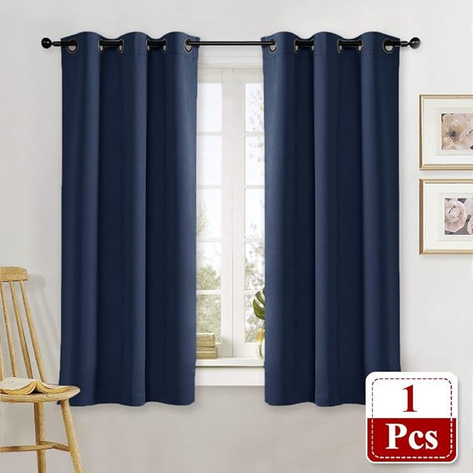 NICETOWN Bedroom Window Blackout Curtain Panel - Thermal Insulated Blackout Room Darkening Drape/Drapery (Navy Blue, 1 Panel, 42 x 63 inch) - Image 2