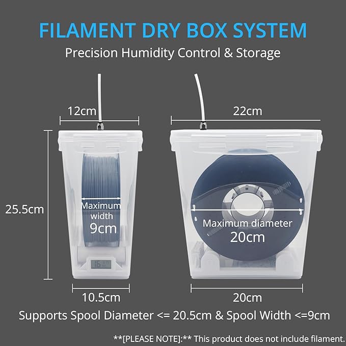 3 Sets 3D Printing Filament Storage Box, 5.8L Dryer Box Continuous Filament Sealing and Protection While Printing, Compatible with 1kg PLA PETG ABS TPU 1.75mm 2.85mm, Stackable Bins (White) - Image 3