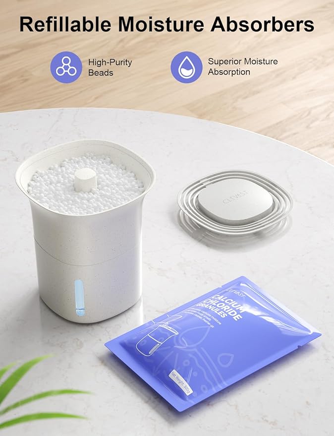 CLEVAST Refillable Moisture Absorbers Boxes - 4 Pack 12.5 oz Reusable Dehumidifier Boxes for Closets, Wardrobes & Bathrooms, Removes Excess Moisture, Dampness & Humidity - Image 5