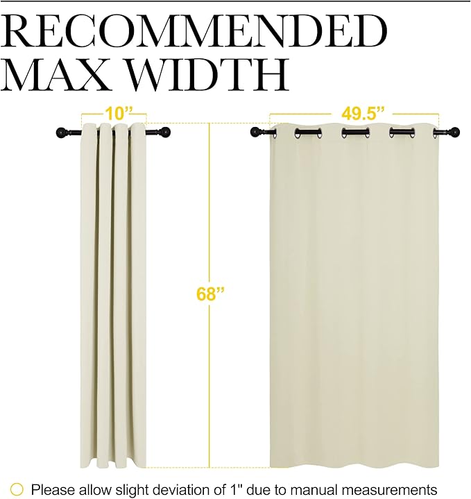 NICETOWN Room Darkening Curtain Panels for Cafe, Thermal Insulated Grommet Room Darkening Draperies/Drapes for Window (Beige, 2 Panels, W55 x L68 -inch) - Image 6
