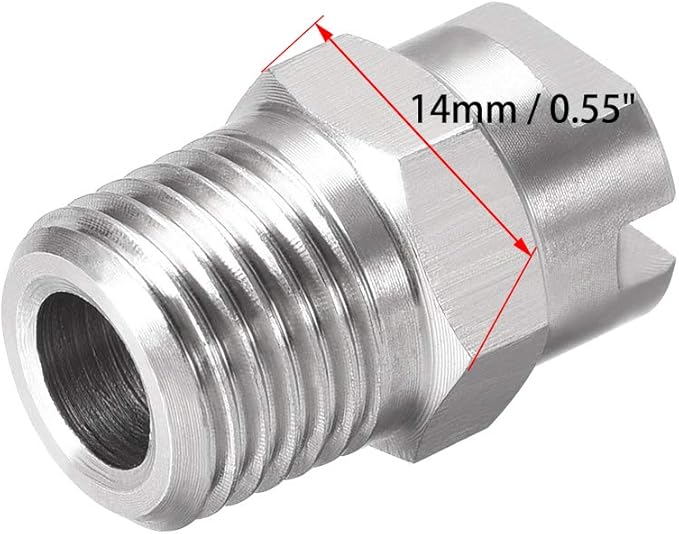 uxcell Flat Fan Spray Tip - 1/4BSPT Male Thread 304 Stainless Steel Nozzle - 65 Degree 1.4mm Orifice Diameter - 2 Pcs - Image 3