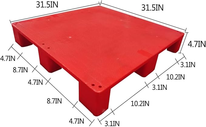 Waterproof Grid Ventilation Floor Pallet Small Warehouse Moisture Barrier Plastic Pallets Moisture Resistant for Logistics and Warehousing, Transportation Facilities(Red-5 Set,31.5x31.5x4.7in) - Image 2