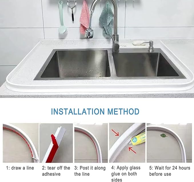 Collapsible Shower Water Guard Water Splash Guard Water Dam Barrier Shower Threshold for Shower Stall, Stay Dry Retainer for Wet and Dry Separation for Bathroom (48") … - Image 4