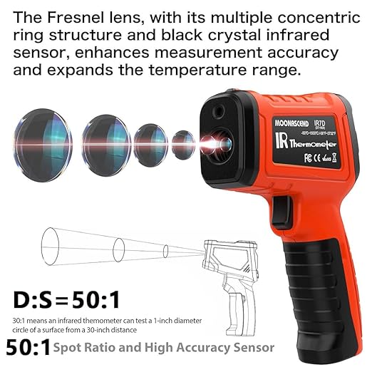 50:1 Infrared Thermometer Gun, -58°F to 2732°F Non-Contact Laser Temperature Gun for Cooking, Pizza Oven, Reptile, Griddle, Digital Temp Gun for HVAC and Industrial Use - Image 6