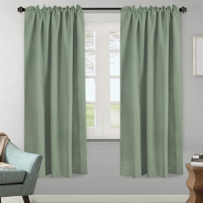 H.VERSAILTEX Blackout Curtains Thermal Insulated Window Treatment Panels Room Darkening Blackout Drapes for Living Room Back Tab/Rod Pocket Bedroom Draperies (2 Panels, Cyan, 52 x 72 Inch) - Image 2