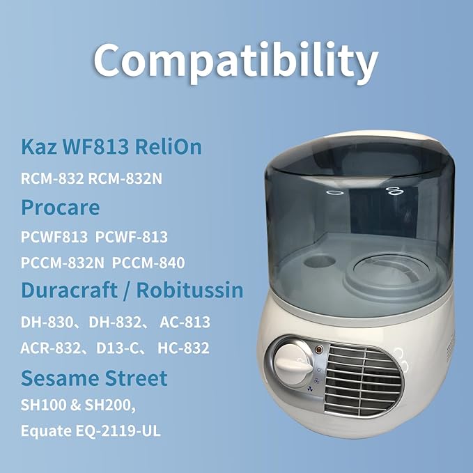 6 Pack WF813 Humidifier Filters Replacement Compatible with Equate EQWF813 PCWF813, Relion RCM832 RCM-832N, Protec RWF813 EQ-2119-UL PCCM-832N Cool Mist Humidifiers Wick Filter, Long-Last - Image 5