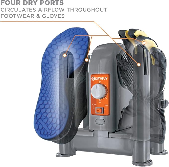 DryGuy Shoe, Boot, Garment & Gear Electric Dryer, Quick Drying for Ski, Work, Sports Equipment – Energy Efficient, Odor Eliminating Design, Home or Garage Use,4 Port, Heat + Fan (Dry time: 1-3hrs) - Image 3