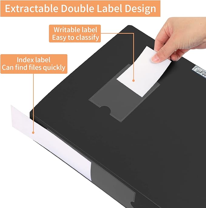 HUA JIE A4 Storage File Boxes Plastic Archives Cases with Lid, File Folder Organizer Document Filing Box for office,31×7.5×23.5 cm, Black(Pack of 6) - Image 8