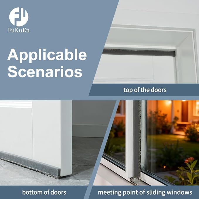 Weather Stripping - Door Seal Strip Draft Stopper Self Adhesive 0.4" x 1.2" x 6.6' Soundproof, Dustproof, Draft Blocker, Door Insulation Strip, Against Cold Air for Winter - Image 4