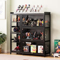 Display Cabinet with Acrylic Doors, 7 Storage Spaces Storage Cabinet & Curio Cabinet with Clear Acrylic Doors, Modern Black Bamboo & Composite Wood for Collectibles, Kitchen, Living Room by Unknown