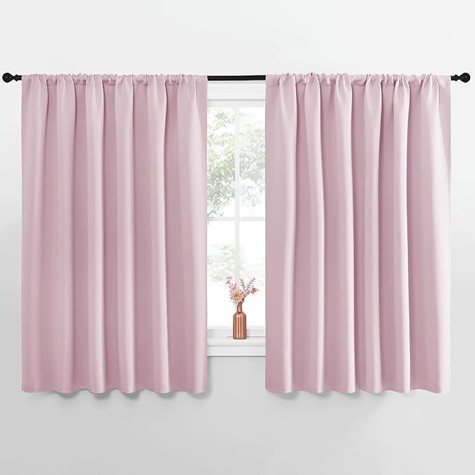 NICETOWN Blackout Curtains for Bedroom, Blackout Curtain Panels, Baby Pink, 1 Pair, 62 by 63-inch, Window Treatment Energy Saving Thermal Insulated Solid Rod Pocket Blackout Drapes/Draperies by NICETOWN