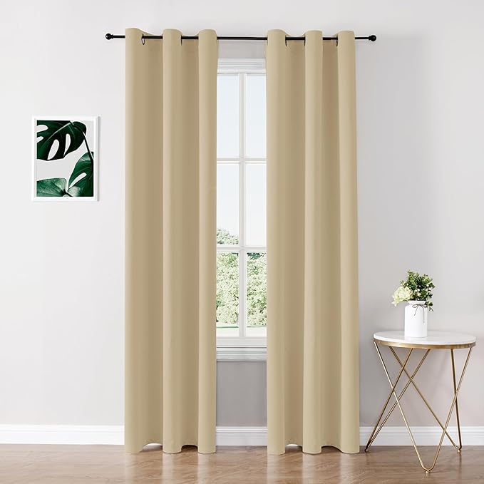 ChrisDowa Blackout Curtains 84 inches Long for Bedroom - 2 Panels Set Grommet Thermal Insulated Room Darkening Curtains for Living Room (Biscotti Beige, 42 x 84 Inch) by ChrisDowa