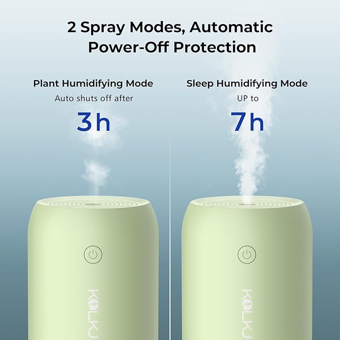 Portable Mini Humidifier, KQLKJ 350ml Small Cool Mist Humidifiers, USB Personal Desktop Humidifier for Bedroom Car Office Travel with Auto Shut-Off & 2 Mist Modes (Green) - Image 5