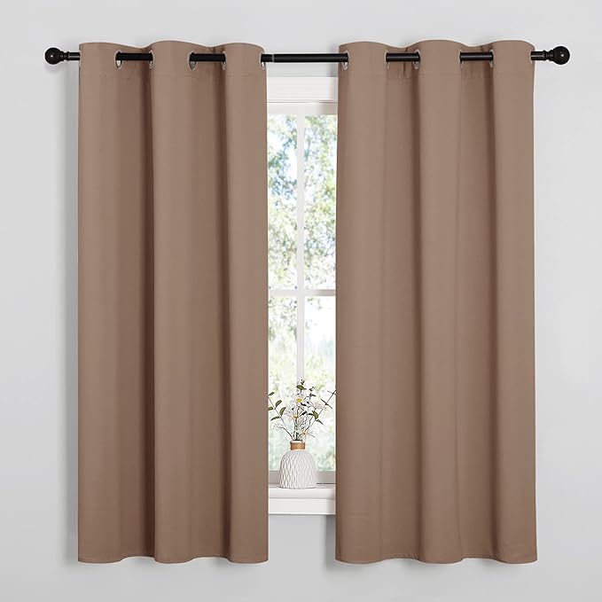NICETOWN Window Treatment Thermal Insulated Solid Grommet Blackout Curtains/Drapes for Bedroom (Set of 2 Panels, 42 by 63 Inch, Cappuccino) by NICETOWN