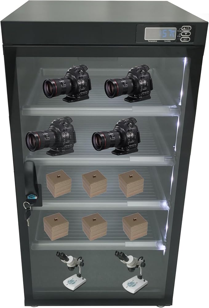 Automatic Digital Camera Dehumidify Storage 100L Dry Cabinet Box Storage 5 Layers Dry Cabinet with Tempered Glass for Camera & Lens Equipment Saving Storage Noiseless & Energy Saving Cabinet by HQHAOTWU