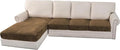 H.VERSAILTEX Velvet Stretch Sectional Couch Covers 4 Pieces Sofa Seat Cushion Covers L Shape Separate Couch Cover for Both Left/Right Sectional Couch (Large Sofa 3 Seater + 1 Chaise, Bronze Brown) by HVERSAILTEX