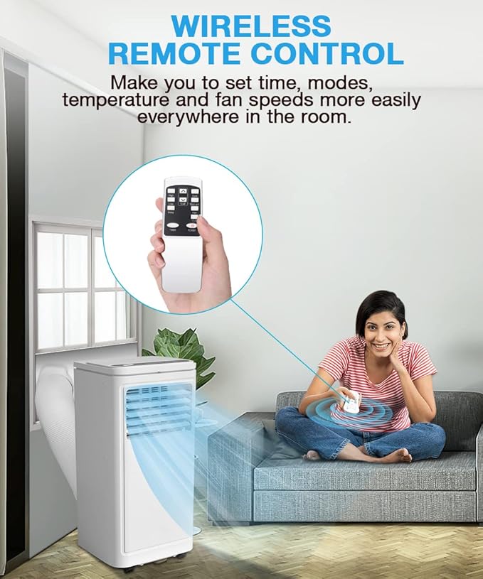 Joy Pebble Portable Air Conditioner, 8000 BTU for Room up to 350 sq. ft, Portable AC with Dehumidifier & Fan, 2 Fan Speeds, 24H Timer, Remote Control, Energy Efficiency - Image 5