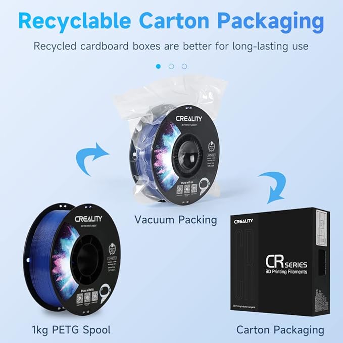 Creality PETG Filament 1.75mm Transparent Blue, 3D Printer Filament No-Tangling, Strong Bonding and Overhang Performance Dimensional Accuracy +/-0.02mm, 2.2lbs/Spool - Image 6
