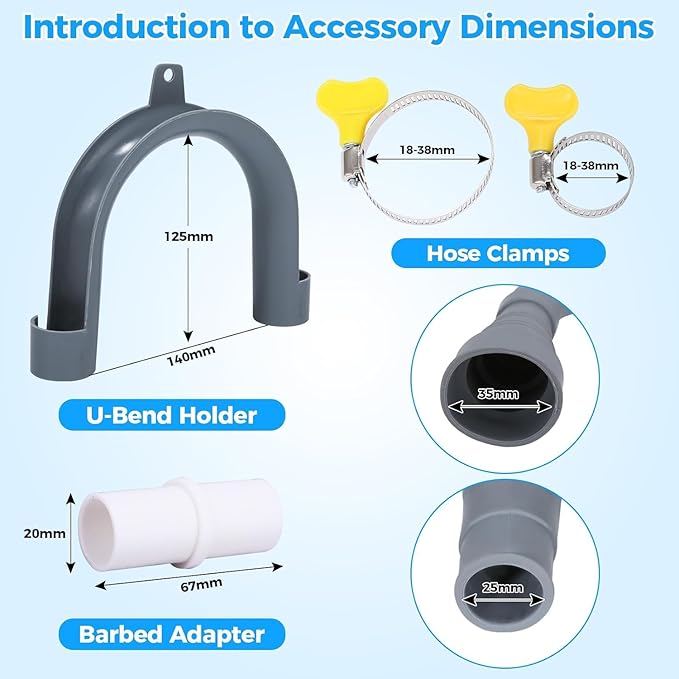 PinkCross Universal Washing Machine Drain Hose Extension, Flexible Washer & Dishwasher Hose, Portable Sink & Dehumidifier Pipe, Corrugated Plastic Hose with Clamp (16.4ft) - Image 2