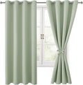 Hiasan Blackout Curtains for Bedroom, 52 x 63 Inches Length - Thermal Insulated & Light Blocking Window Curtains for Living Room/Kids Room, 2 Drape Panels Sewn with Tiebacks, Seafoam Green by Hiasan