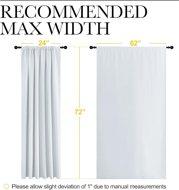 NICETOWN Bedroom Window Curtain Panels - Window Treatment Thermal Insulated Rod Pocket Room Darkening Curtains/Drapes for Patio Door (Greyish White, 2 Panels, 62 in x 72 in (W x L)) - Image 7