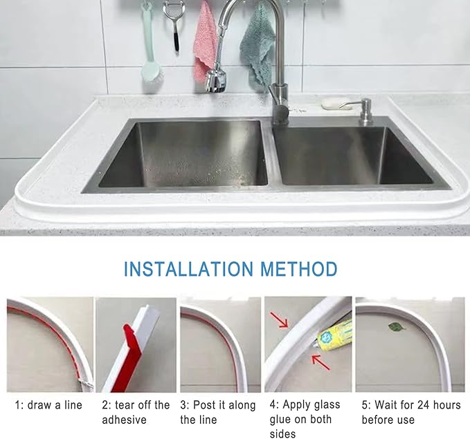 Collapsible Shower Water Guard Water Splash Guard Water Dam Barrier Shower Threshold for Shower Stall, Stay Dry Retainer for Wet and Dry Separation for Bathroom (39") … - Image 6