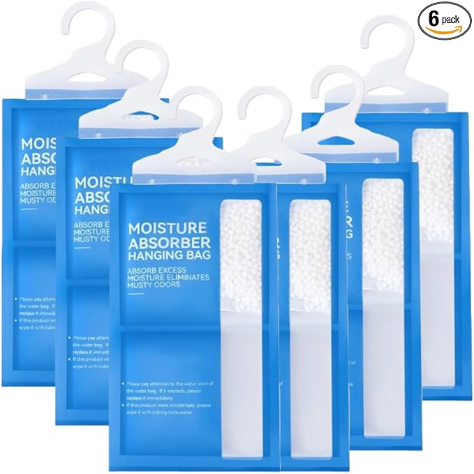 Moisture Absorbers Packets, Dehumidifier Bags, Hanging Moisture Absorber Bag, Humidity Packs,Closet Dehumidifier,Unscented Desiccant in Wardrobes, Bedrooms, Bathrooms,Kitchen (6 PACK) by Unknown