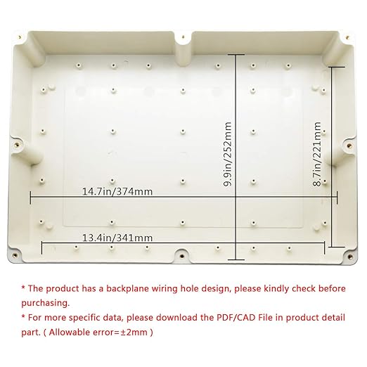 LeMotech Waterproof Dustproof IP65 ABS Plastic Junction Box Universal Electric Project Enclosure Pale Gray 15 x 10.2 x 4.13 inch (380 x 260 x 105 mm) - Image 5