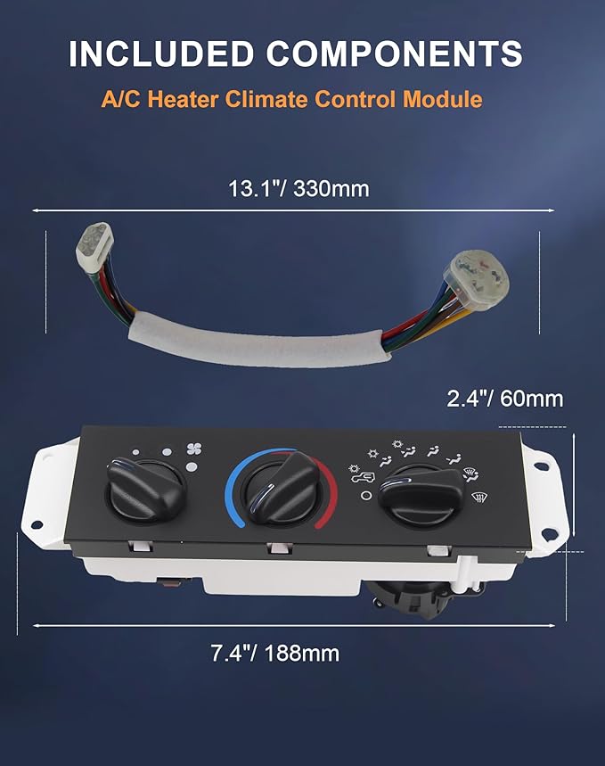 Flecto HVAC A/C Heater Climate Control Panel with Blower Motor Switch Compatible with 1999-2004 Jeep Wrangler TJ - Direct Replacement for OEM #55037473AB, BL101, HS-373, 55037473AA, 55037612AA - Image 6