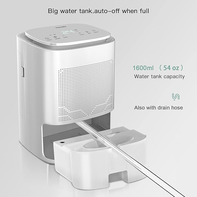 Dehumidifier and Air Purifier Combo,HEPA H13 Filter and Negative Air Ion Function,54oz(1600ML) Water Tank with Drain Hose,24hrs Auto-Off Timer,Idea for Bedroom,Bathroom,Closet,RV - Image 6