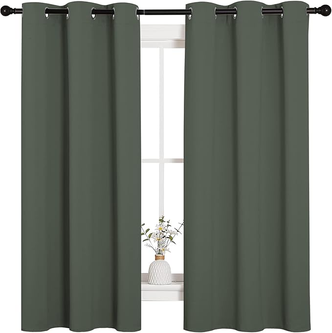 NICETOWN Blackout Curtain Panels, Home Decoration Thermal Insulated Solid Grommet Blackout Drape for Dining Room (Dark Mallard, 1 Pair, 42 by 63-Inch) - Image 2
