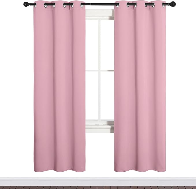 NICETOWN Bedroom Curtain Panels Blackout Draperies, Thermal Insulated Solid Grommet Blackout Curtains/Drapes (Crystal Pink, 1 Pair, 34 by 72-inch) - Image 2