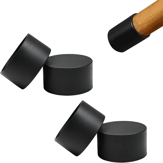 4 Pcs 1-15/16"(49 mm) Round Chair Leg Tips Caps, Silicone Rubber Furniture Leg Floor Protectors, Reduce Noise Folding Metal Chair Leg Cap Replacement for Bar Stool Leg Patio Indoor, Black by BOPOREAE
