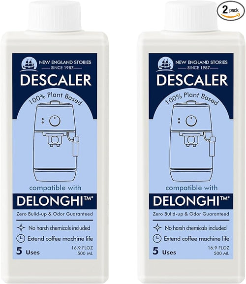10 Uses DeLonghi Compatible Descaling Solution, Specially Designed to Clean Delonghi Coffee Machines and Maker - 33.8oz Espresso Coffee Maker Cleaner, Coffee Pot Cleaning Limescale Remover by NewEnglandStories