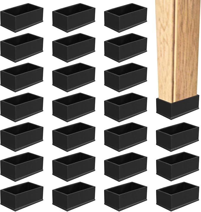 24 Pcs Wood Post End Cap 1.85 x 3.5 inch Waterproof Anti-Friction Black Post Caps (1-1/2" x 3-1/7") PVC Armrests Protector for Floor Chair Legs Table Legs and Other Wood by UCEHIPAW