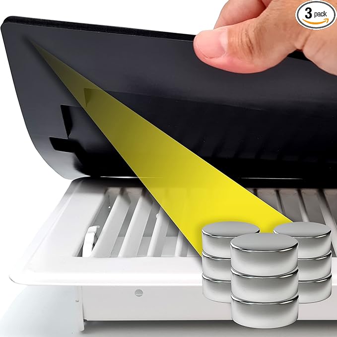 Powerful Magnetic Vent Covers (3-Pack) That Will Never Fall Off (Upgraded Design) - for Sealing Floor/Wall/Ceiling Registers of Width 5.25" to 6", Length 11.25" to 12" | Vent Not Included | White by HMmagnets