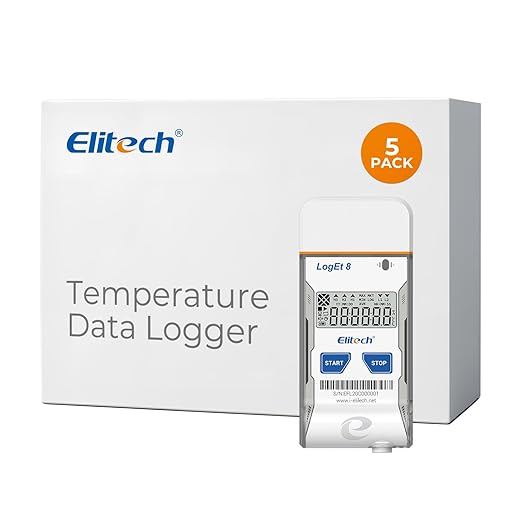 Elitech USB Temperature Data Logger Reusable Temperature Recorder Digital Refrigerator Thermometer High Accuracy Auto PDF Report USB Port 16000 Points LogEt8T-5Pack, -30~70℃ by Elitech