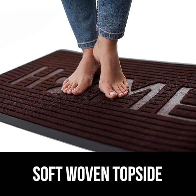 GORILLA GRIP 100% Waterproof All-Season WeatherMax Doormat US Designed Natural Rubber, Stain and Fade Resistant, Low Profile Indoor Outdoor Door Mats, Easy Clean Patio Mat, Espresso Home Paw - Image 7