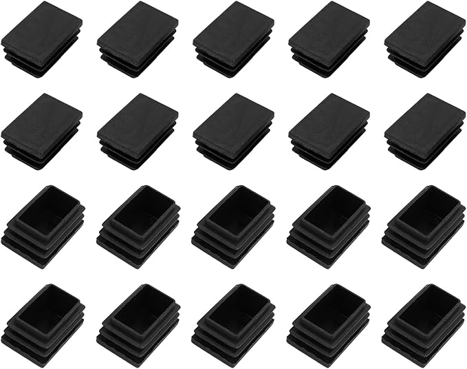 METALLIXITY Rectangle End Caps (30 x 20mm) 24Pcs, Plastic Rectangle Tube Inserts Threaded End Blanking Caps Protector - for Furniture Table Chair Legs, Black by METALLIXITY