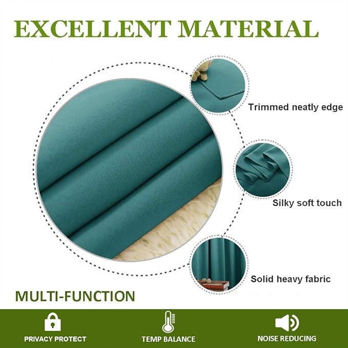 NICETOWN Room Divider Curtain Screen Partitions, Blackout Curtain for Patio Sliding Glass Door, Premium Heavyweight Blackout Curtain Panel for Shelves (Sea Teal, 1 Panel, 10ft Wide x 8ft Long) - Image 4