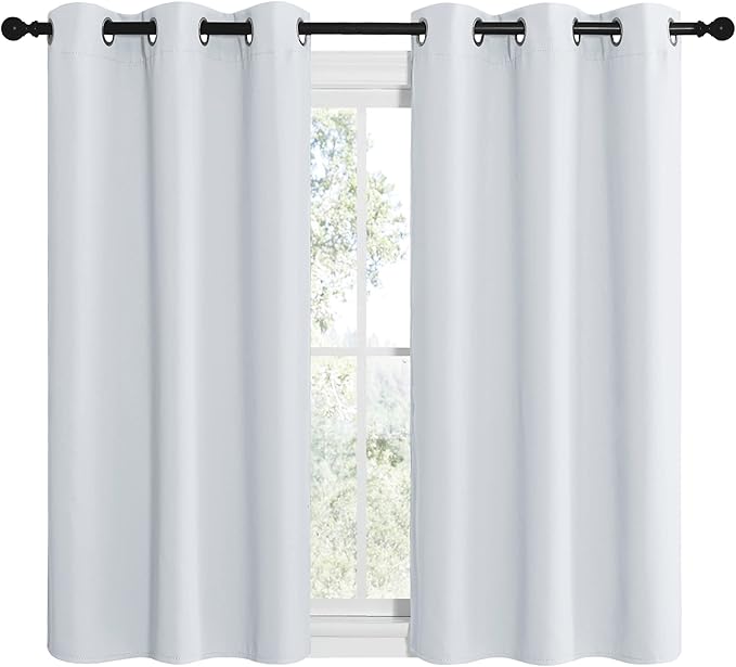 NICETOWN Room Darkening Curtain Panels for Bedroom, Easy-Care Solid Thermal Insulated Grommet Room Darkening Draperies/Drapes (Greyish White, 2 Panels, 42 in x 50 in (W x L)) - Image 2