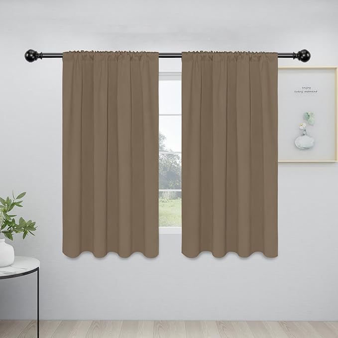 Easy-Going Rod Pocket Blackout Curtains for Bedroom, Room Darkening Window Curtains for Living Room, Thermal Insulated Noise Reduction Solid Window Drapes, 2 Panels(34x54 in, Camel) by Easy-Going