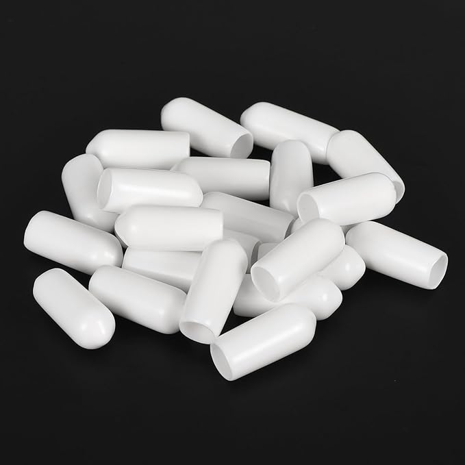 uxcell 20pcs Rubber End Caps 6mm ID Vinyl Round End Cap Cover Screw Thread Protectors White - Image 4