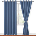 Hiasan Grommet Blackout Curtains for Bedroom, 60 x 72 Inches - Thermal Insulated & Light Blocking Window Drapes for Living Room/Dorm Room, Set of 2 Panels Sewn with Tiebacks, Blue Haze by Hiasan